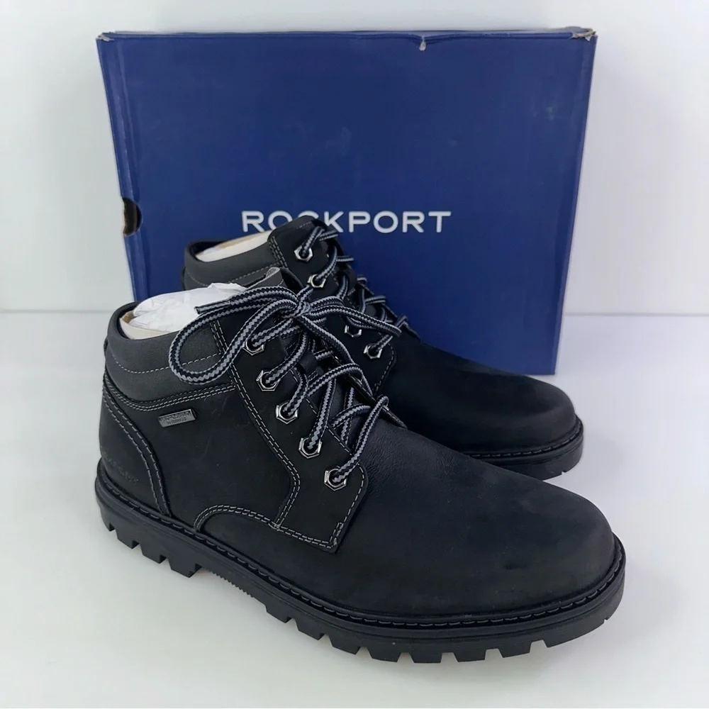 Rockport Men's Weather Or Not Waterproof Black Hiking Boots Shoes Size 7W